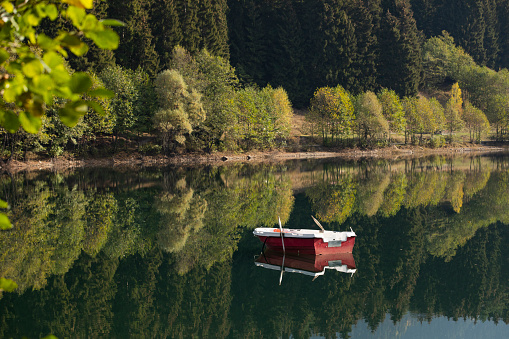 Autumn Season in the Savsat Karagol Lake Drone Photo, Savsat Artvin, Turkey