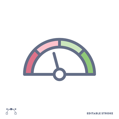 istock Credit Score Color Flat Line Icon Design with Editable Stroke. Suitable for Web Page, Mobile App, UI, UX and GUI design. 1422210288