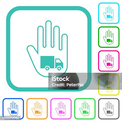 istock Hand shaped transport sanction sign outline vivid colored flat icons 1422212962