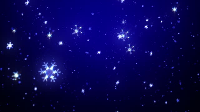 Bright snowflakes. Blue background.