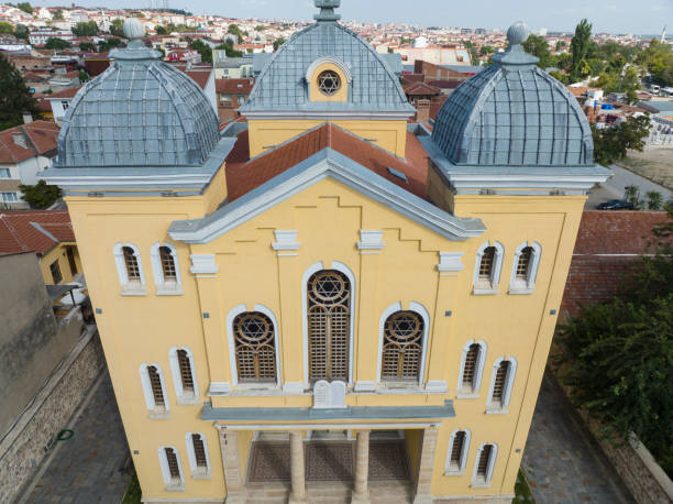 edirne biggest synagogue drone photo, edirne turkey - kirklareli imagens e fotografias de stock