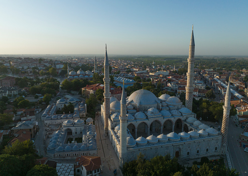 Mosque with Three Balconies(Uc Serefeli Mosque) Drone Photo, Edirne Turkey