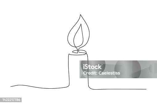 istock Continuous one line drawing candle burning flame. Black contour line simple minimalist graphic isolated vector illustration. Grief loss concept 1422217786