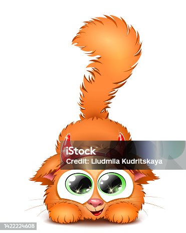 istock Red cat with devil horns 1422224608