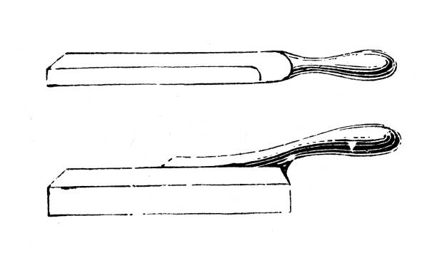 ilustrações de stock, clip art, desenhos animados e ícones de antique illustration, applied mechanics and machines: polisher rasp file sharpener - reference file