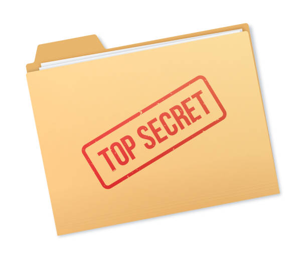 stockillustraties, clipart, cartoons en iconen met top secret document manila folder - akte envelop