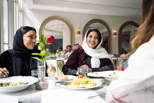 istock Female friends lunching at Riyadh hotel restaurant 1422240618