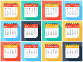 istock Calendar 2023 - Flat Modern Colorful. Week starts on Monday 1422241759