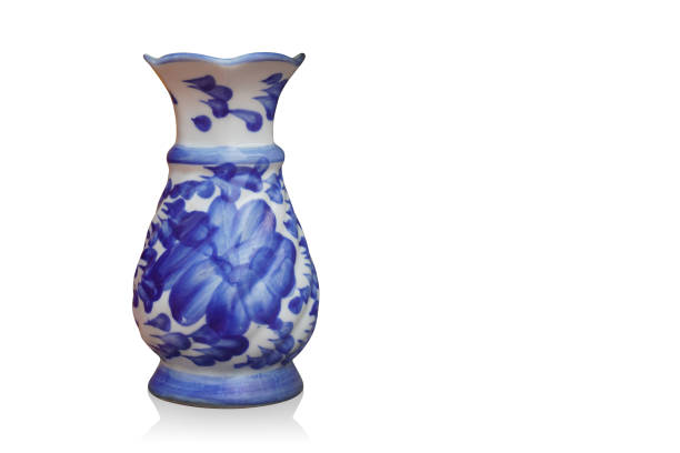 istock blue and white pottery vase on isolated background, object, decor, modern, copy space 1422244343