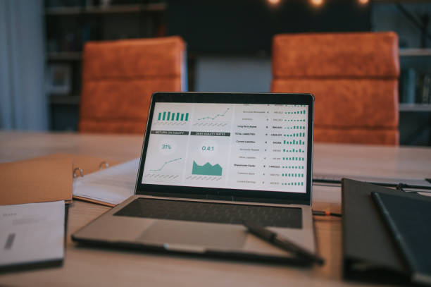 istock workplace with laptop and pen, documents files in meeting room conference table 1422245051