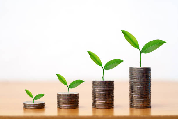 istock Coins stacked from low to high. (Saving concept) 1422245112