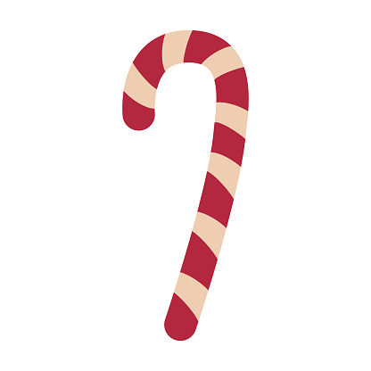 Lollipop. Christmas candy, red and beige stripes. A simple, versatile vector freehand drawing. Isolate on a white background.