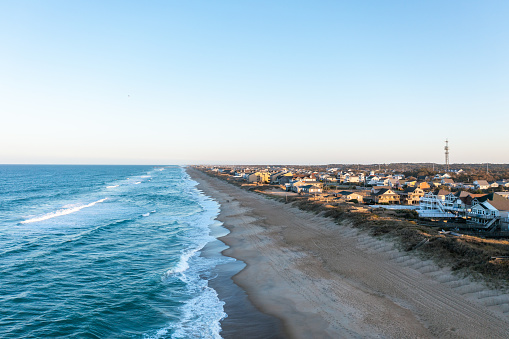 Aerial View of Nags Head looking south during the golden hour
