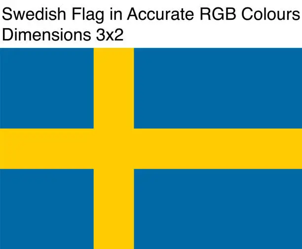 Vector illustration of Swedish Flag in Accurate RGB Colors (Dimensions 3x2)