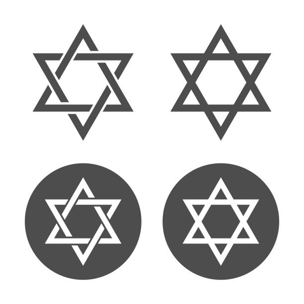 звезда давида икона. - judaism hanukkah menorah symbol stock illustrations