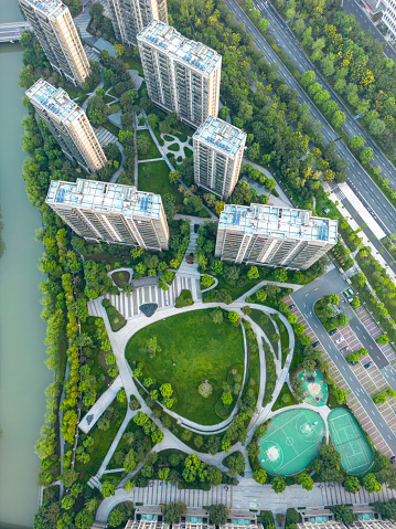 Residential area of ​​Hangzhou, China from the perspective of a drone