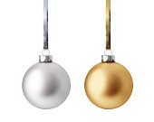 Christmas ornaments isolated on white background.