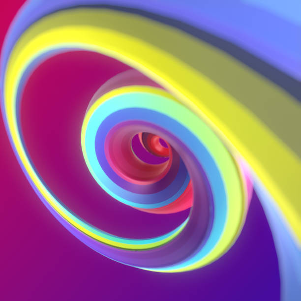 istock Abstract helix shape with neon stripes. Modern optical illusion. 3d rendering digital illustration 1422264830