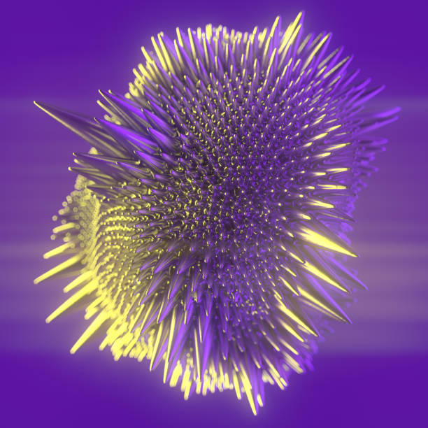 Abstract ferromagnetic fluid. Modern futuristic design template with depth of field. Trendy style. 3d rendering digital illustration