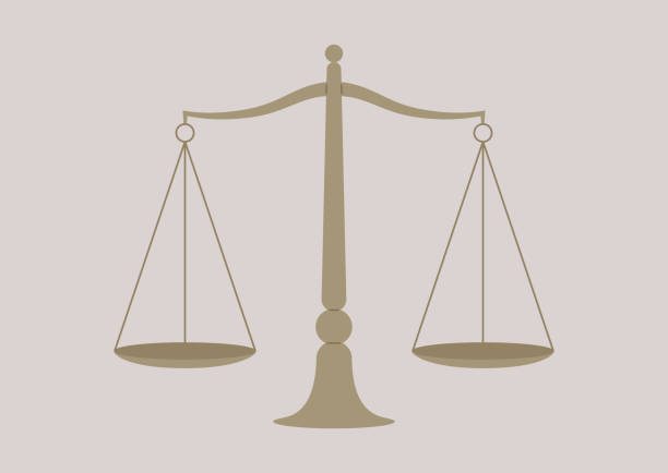 골동품 금속 비늘, 의로움과 정의 개념, 균형과 평등 - scales of justice stock illustrations