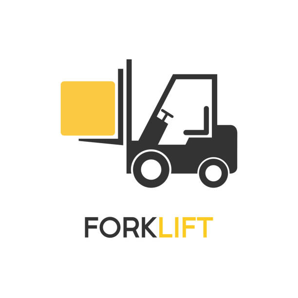 Forklift template or symbol on white background Forklift template or symbol on white background. Forklift icon for design use forklift truck stock illustrations