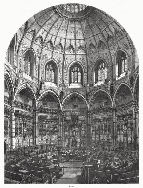 istock Council Chamber, Guildhall, London, England, wood engraving, published in 1885 1422272411