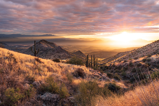 Sunrise over Bell Pass in Scottsdale, AZ