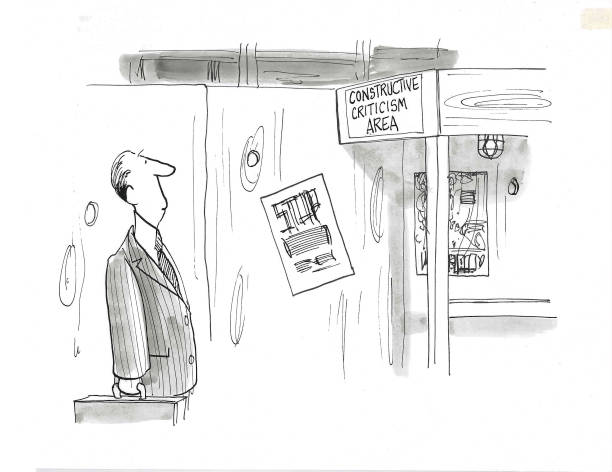 Constructive criticism A business executive sees a sign at a construction site. constructive feedback stock illustrations