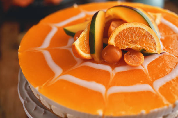 istock Creamy Orange Cheesecake with Whipped Cream 1422281100