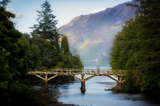 Amazing view over Scotlands Highlands Old bridge of Oich, River Oich