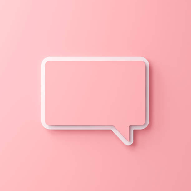 Speech bubble isolated on pink pastel color background with shadows minimal conceptual 3D rendering