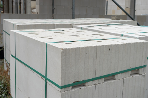 Stack of white concrete blocks