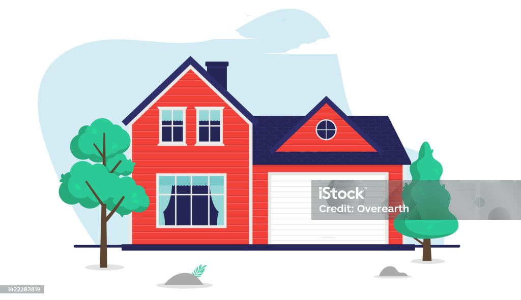 Vector nhà màu đỏ với nhà để xe - Trả phí Bản quyền Một lần Bất động sản vectơ sẵn có Vector nhà màu đỏ với nhà để xe - Trả phí Bản quyền Một lần Bất động sản vectơ sẵn có