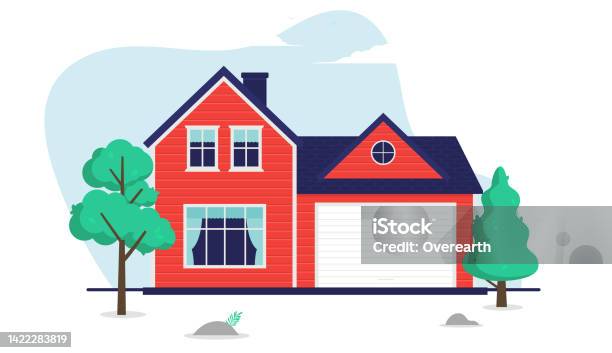 Vector Nhà Màu Đỏ Với Nhà Để Xe Hình minh họa Sẵn có - Tải xuống Hình ảnh Ngay bây giờ - Bất động sản, Cắt ra, Dễ thương