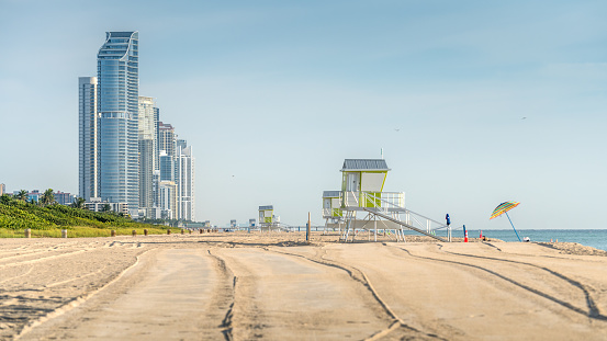 View of Sunny Isles Beach and new buildings in the city of Sunny Isles, in Miami, Florida.