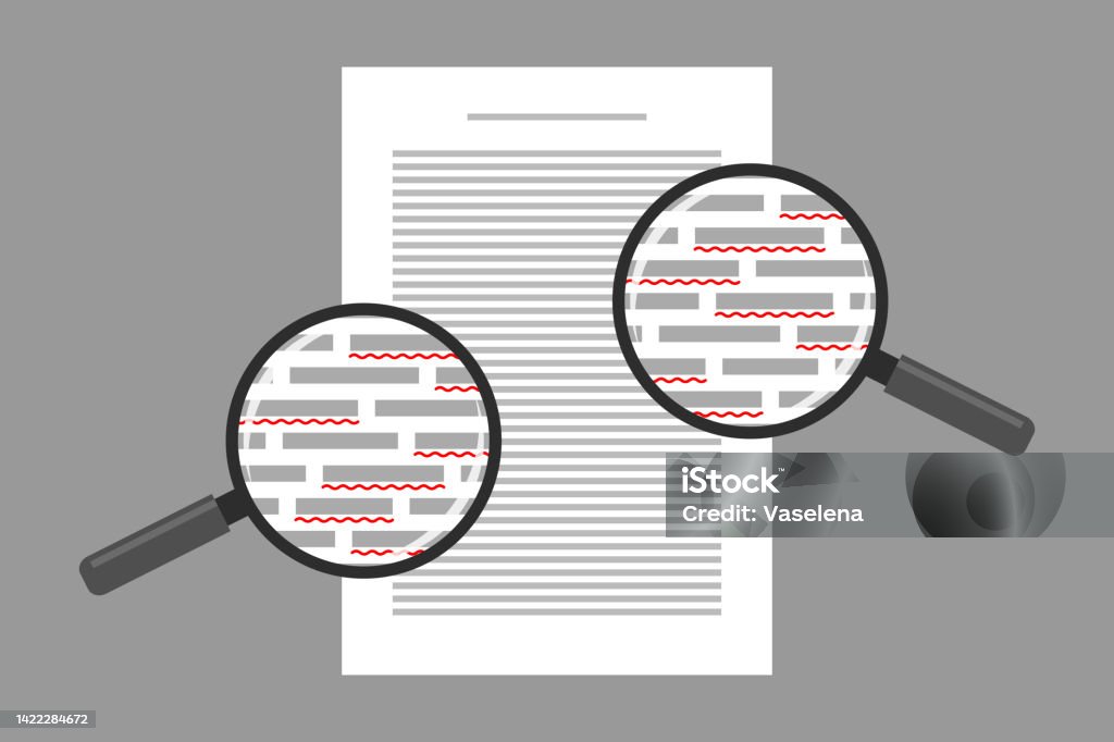 Magnifiers Find Document Document And Red Markings Seen Through Magnifiers Spelling Check Stock ...