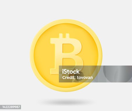istock Gold Bitcoin coin. 3d vector isolated illustration 1422289987
