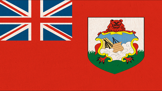 Flag of Bermuda. the Bermudas or Somers Isles. National Bermuda flag on fabric surface. Island country. Fabric texture. Illustration of national symbol of Bermuda