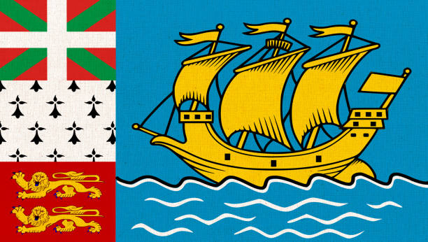 drapeau de saint-pierre-et-miquelon. collectivité territoriale de saint-pierre-et-miquelon - saint pierre et miquelon photos et images de collection