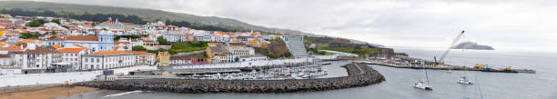Cityscape in the Atlantic, Angra do Heroismo, Azores islands. Angra do Heroismo city, Azores islands, unesco world heritage. terceira azores stock pictures, royalty-free photos & images