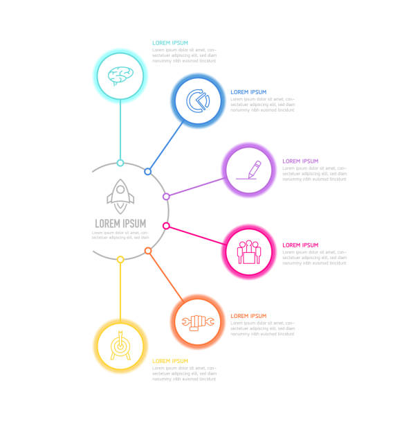 Circular Connection Steps Infographic Template Circular Connection Steps business Infographic Template with 6 Element option key stock illustrations