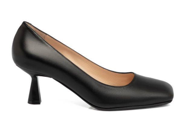 istock Black Leather Woman's Shoe On White Background 1422298239