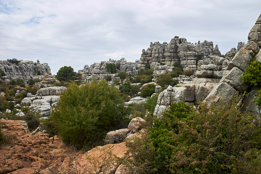panoramic scene of the torcal de antequera, province of malaga, spain