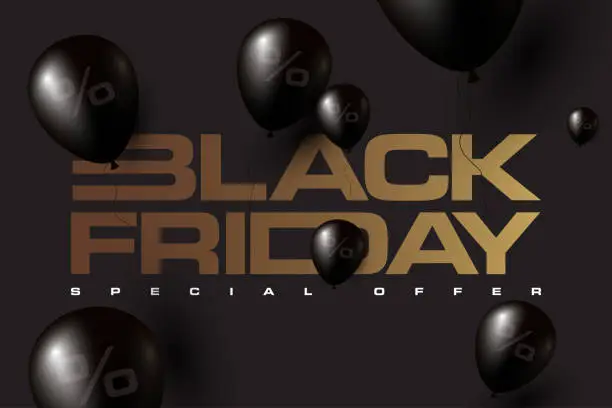 Vector illustration of Black friday sale banner layout design template. black balloons.