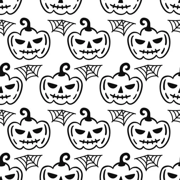 Vector illustration of Halloween Cute Vector Seamless Pattern Texture