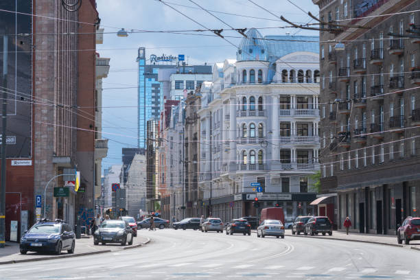 Chisinau, Moldova. October 25, 2024.   the traffic on Stefan cel Mare si Sfant Boulevard in the city center