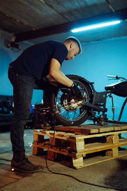 istock Motorcycle repair. Disassembled motorcycle. 1422321755