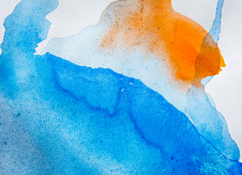 Beautiful color texture. Watercolor painting on paper. Abstract art background. Close up.