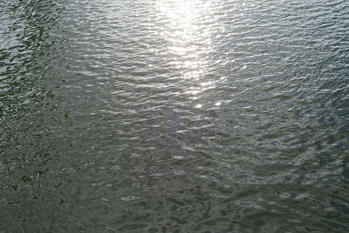 Sun reflection in water surface of Rhein river