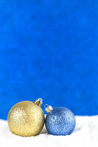 Christmas ornaments blue and yellow